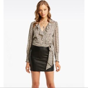 BARDOT Diana Wrap Tie Top in Geo Spot
